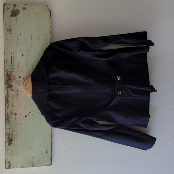 J. CREW I Navy Blue Indigo Metallic Pea Coat Double Breasted Jacket, 4 - Picture 8 of 16